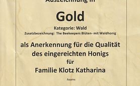 BB holte GOLD bei der 10. Tiroler Honigprämierung